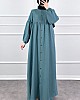 Düğmeli Tesettür Ayrobin Elbise - Mint
