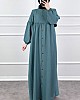Düğmeli Tesettür Ayrobin Elbise - Mint