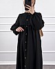 Düğmeli Tesettür Ayrobin Elbise - Siyah