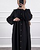Düğmeli Tesettür Ayrobin Elbise - Siyah