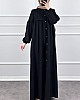 Düğmeli Tesettür Ayrobin Elbise - Siyah
