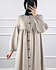 Düğmeli Tesettür Ayrobin Elbise - Taş