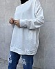 Düz Renk Basic Salaş Sweatshirt - Beyaz