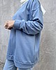 Düz Renk Basic Salaş Sweatshirt - Mavi