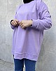 Düz Renk Basic Salaş Sweatshirt - Mor