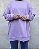 Düz Renk Basic Salaş Sweatshirt - Mor