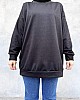 Düz Renk Basic Salaş Sweatshirt - Siyah Düz Renk Basic Salaş Sweatshirt - Siyah