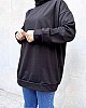 Düz Renk Basic Salaş Sweatshirt - Siyah Düz Renk Basic Salaş Sweatshirt - Siyah