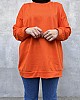 Düz Renk Basic Salaş Sweatshirt - Turuncu