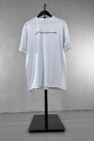 El Yazı Baskılı Basic İçlik - Beyaz