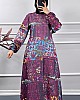 Etnik Desen Elbise - Mor