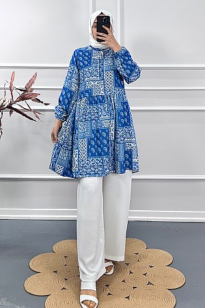 Etnik Desen İkili Takım - Mavi