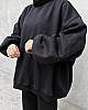 Extra Oversize Üç İplik Şardonlu Sweatshirt - Siyah
