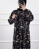 Fırça Desenli Elbise - Siyah