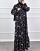 Fırça Desenli Elbise - Siyah