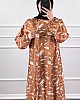 Fırça Desenli Elbise - Sütlü Kahve