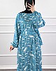 Fırça Desenli Elbise - Turkuaz
