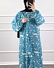 Fırça Desenli Elbise - Turkuaz