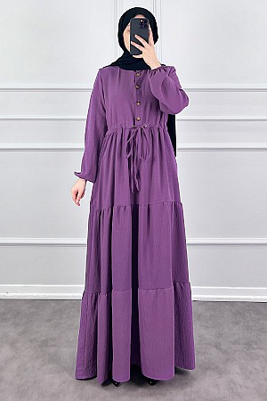 Fırfır Detaylı Ayrobin Elbise - Lila