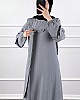 Fırfır Detaylı Tesettür Elbise - Gri