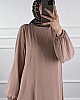 Fırfırlı Ayrobin Elbise - Taş