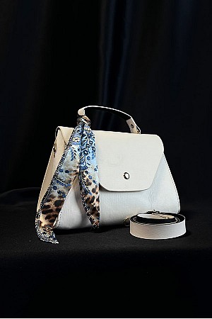 Fular Detaylı Çanta - Beyaz Fular Detaylı Çanta - Beyaz