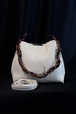 Fularlı Çanta - Beyaz Fularlı Çanta - Beyaz