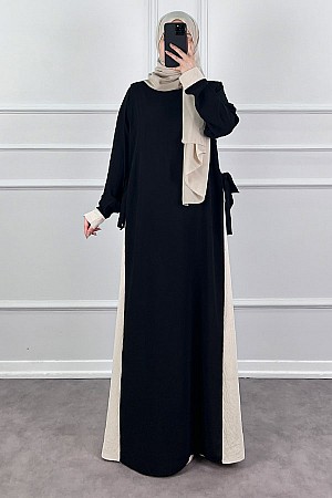 Garnili Fiyonklu Ayrobin Elbise - Krem