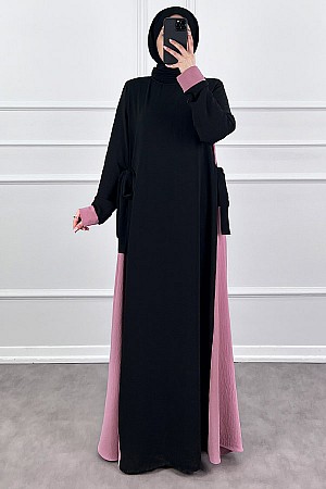 Garnili Fiyonklu Ayrobin Elbise - Pudra