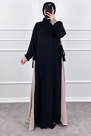 Garnili Fiyonklu Ayrobin Elbise - Taş