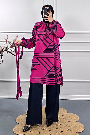 Geometri Desen İkili Takım - Pembe