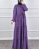 Halka Desen Pamuk Viskon Kumaş Elbise - Lila