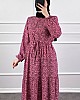Halka Desen Pamuk Viskon Kumaş Elbise - Pembe