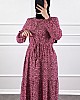 Halka Desen Pamuk Viskon Kumaş Elbise - Pembe