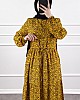 Halka Desen Pamuk Viskon Kumaş Elbise - Sarı Halka Desen Pamuk Viskon Kumaş Elbise - Sarı