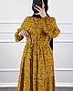 Halka Desen Pamuk Viskon Kumaş Elbise - Sarı Halka Desen Pamuk Viskon Kumaş Elbise - Sarı