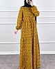 Halka Desen Pamuk Viskon Kumaş Elbise - Sarı Halka Desen Pamuk Viskon Kumaş Elbise - Sarı