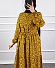 Halka Desen Pamuk Viskon Kumaş Elbise - Sarı Halka Desen Pamuk Viskon Kumaş Elbise - Sarı