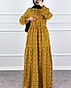 Halka Desen Pamuk Viskon Kumaş Elbise - Sarı Halka Desen Pamuk Viskon Kumaş Elbise - Sarı