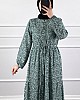 Halka Desen Pamuk Viskon Kumaş Elbise - Yeşil