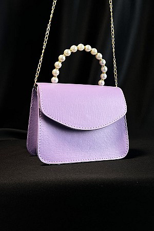 İnci Saplı Çanta - Lila İnci Saplı Çanta - Lila