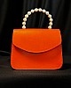 İnci Saplı Çanta - Oranj