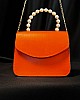 İnci Saplı Çanta - Oranj