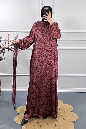 İpek Saten Elbise - Bordo
