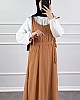 Jile Detaylı Elbise - Camel
