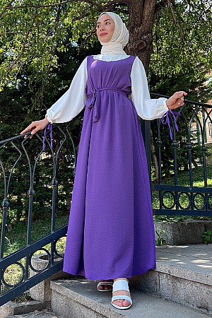 Jile Detaylı Elbise - Fuşya