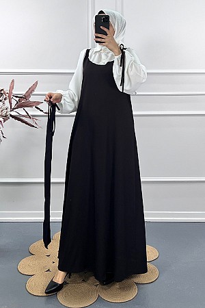 Jile Detaylı Elbise - Kızıl Siyah