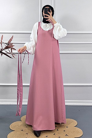 Jile Detaylı Elbise - Pudra