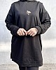 Koala Nakışlı Kapşonlu Tunik - Siyah