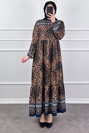 Kobe Krep Leo Elbise - Kahverengi